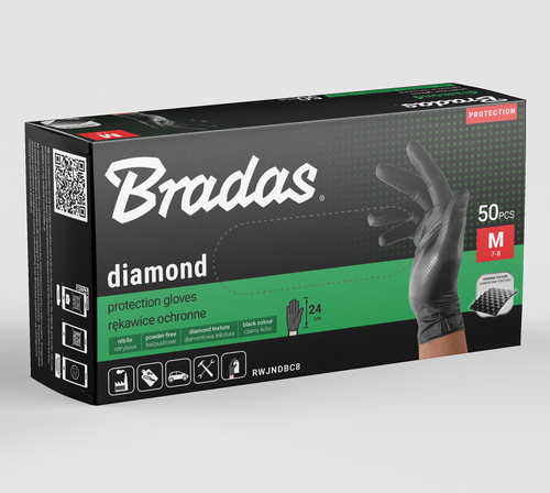 Bradas rękawiczki nitrylowe DIAMOND / rozmiar  M 50szt. / CZARNE 2