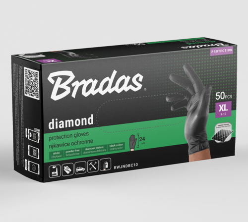 Bradas rękawiczki nitrylowe DIAMOND / rozmiar  XL 50szt. / CZARNE 2