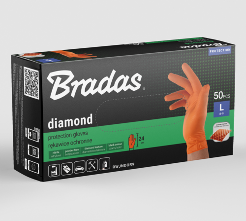 Bradas rękawiczki nitrylowe DIAMOND / rozmiar L 50szt. / pomarańczowe 2