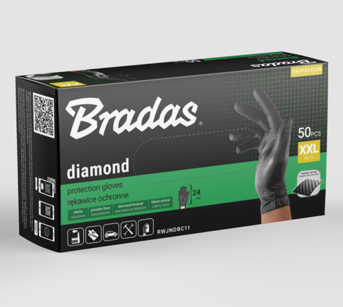Bradas rękawiczki nitrylowe DIAMOND / rozmiar  XXL 50szt. / CZARNE 2