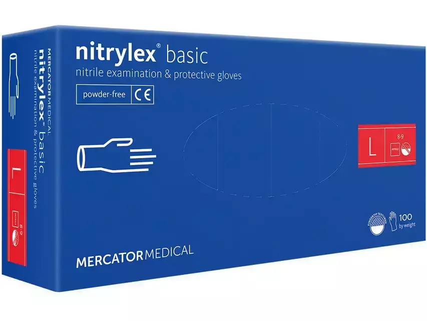Mercator rękawiczki nitrylowe bezpudrowe niebieskie L 100szt. 1