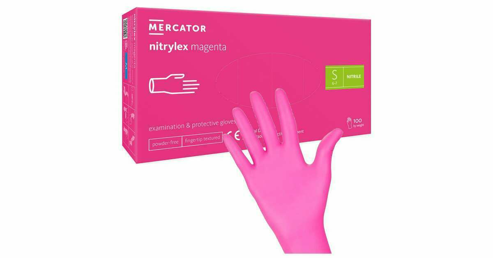 Mercator rękawiczki nitrylowe bezpudrowe różowe   S 100szt. 1