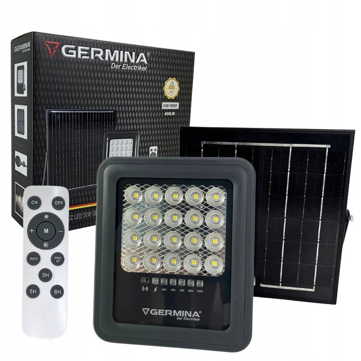 Germina naświetlacz LED z panelem solarnym Gemini  50W 1