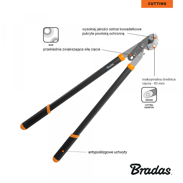 Bradas sekator z przekładnią ostrze kowadełkowe V-Series KTV1252 1