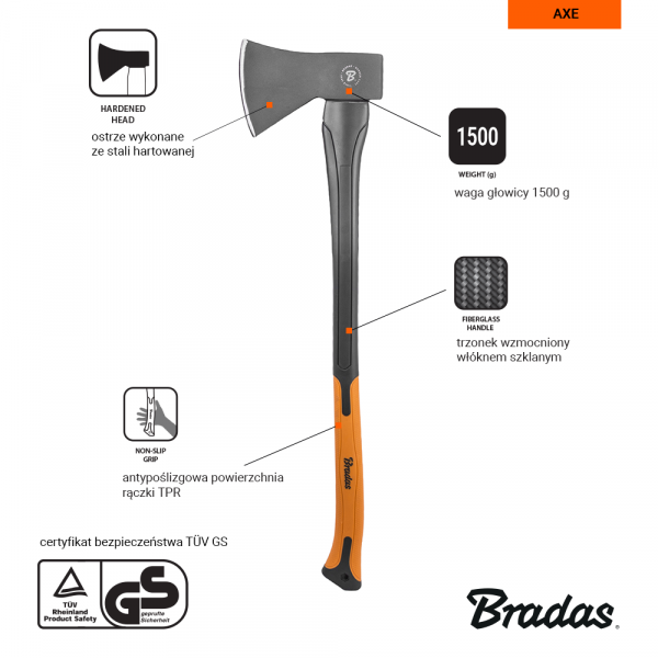 Bradas siekiera uniwersalna Fiberglass 1500g KTSF1150 1