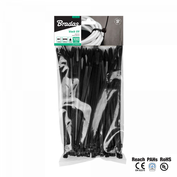 Bradas Taśma kablowa 4.8x300mm 100szt black 1