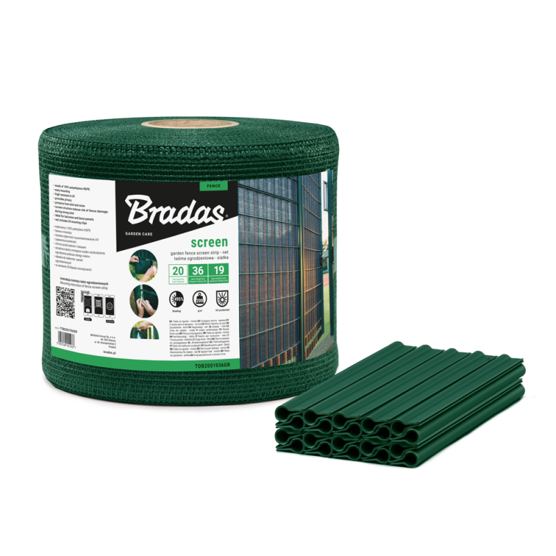 Bradas taśma ogrodzeniowa zielona 19cm x 36m + klipsy 20szt. 1