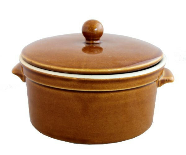 Garnek ceramiczny+pokrywa 0.5l brąz 1