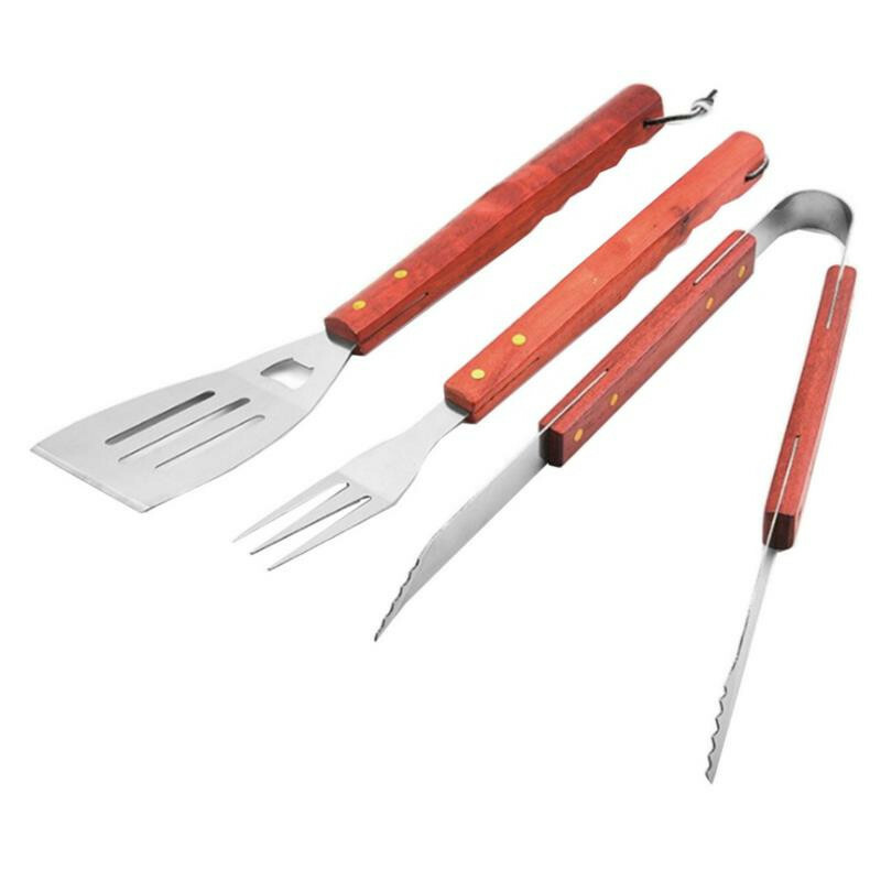 Grill łopatka / szczypce / widelec z drewniaczą rączką 1
