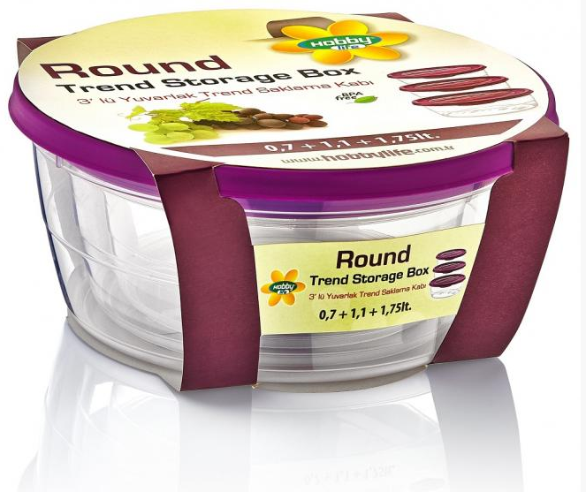 Komplet 3 pojemników okrągłych TrendBox 1