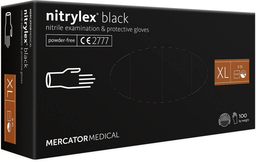 Mercator rękawiczki nitrylowe bezpudrowe czarne XL 100szt. 1