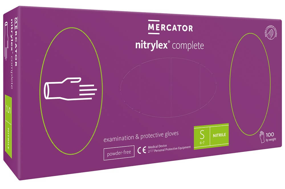 Mercator rękawiczki nitrylowe bezpudrowe fioletowe  S 100szt. 1