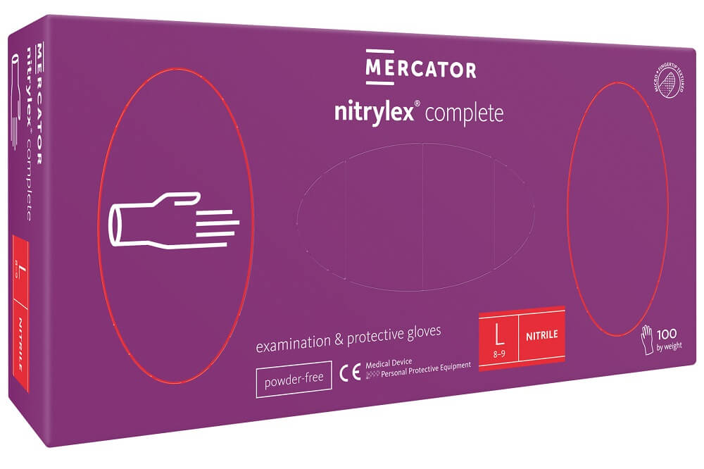 Mercator rękawiczki nitrylowe bezpudrowe fioletowe L 100szt. 1