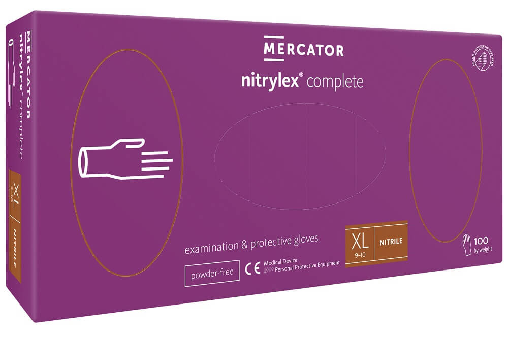 Mercator rękawiczki nitrylowe bezpudrowe fioletowe XL 100szt. 1