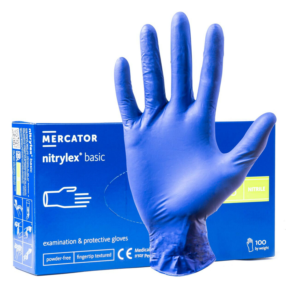 Mercator rękawiczki nitrylowe bezpudrowe niebieskie   S 100szt. 1