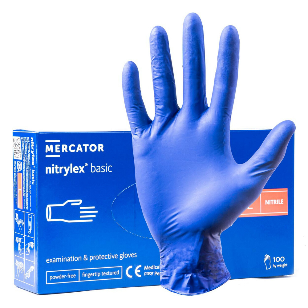Mercator rękawiczki nitrylowe bezpudrowe niebieskie L 100szt. 1