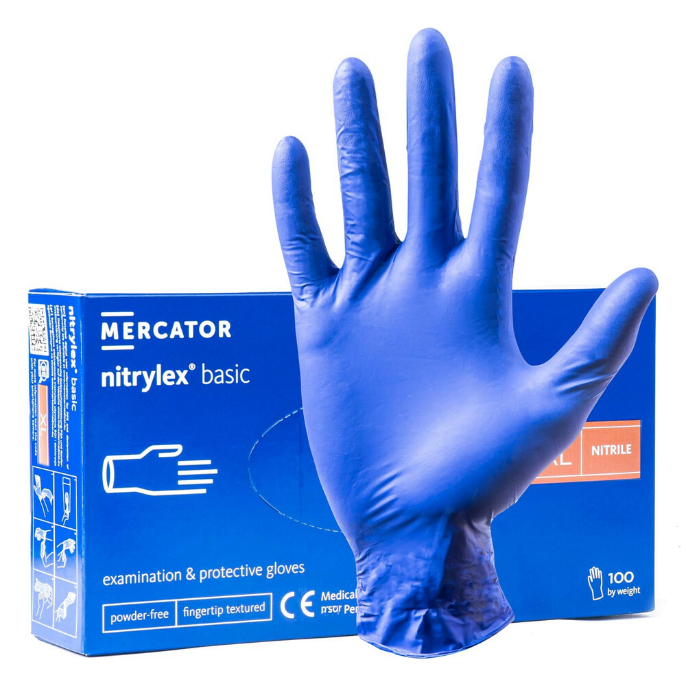 Mercator rękawiczki nitrylowe bezpudrowe niebieskie XL 100szt. 1
