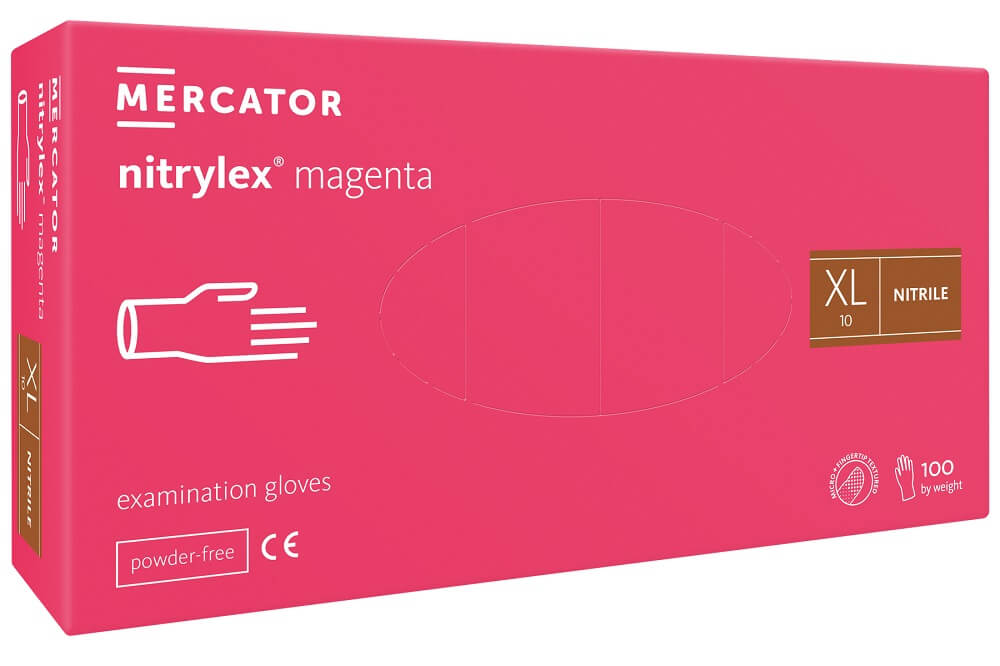Mercator rękawiczki nitrylowe bezpudrowe różowe XL 100szt. 1