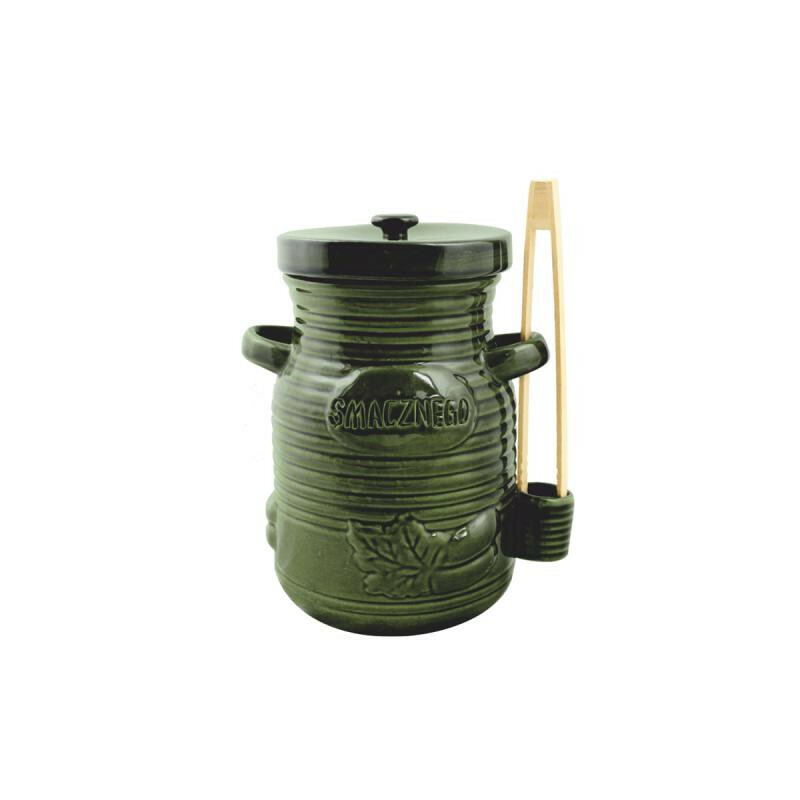 Pojemnik ceramiczny 1.5l+szczypce zielony 1