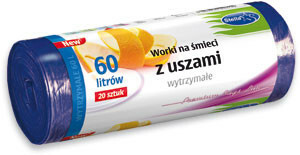 Stella worki na śmieci z uszami   60l/20szt wytrzymałe 1
