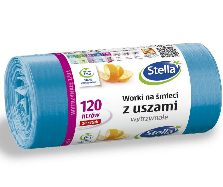 Stella worki na śmieci z uszami 120l/20szt wytrzymałe 1